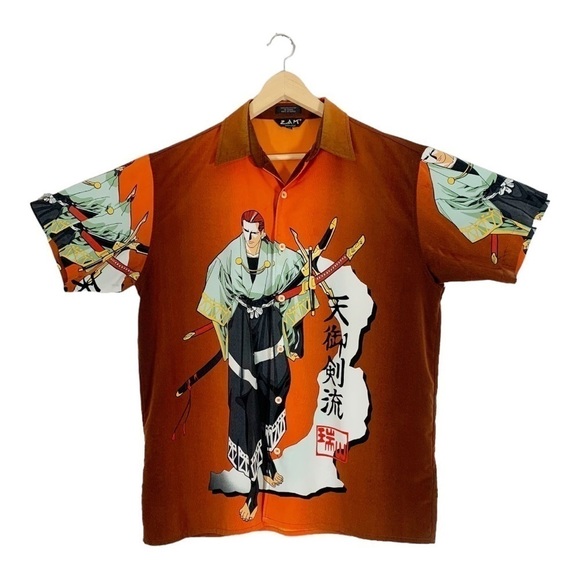 Vintage ZAM Animated Anime Button Down Shirt Size Medium - Picture 1 of 8